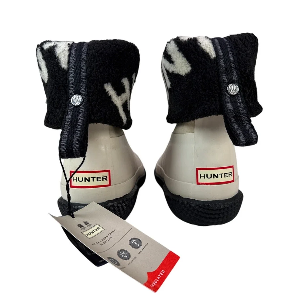 Hunter Original Slipper Snow Boot Womens 8 Insulated Foldable Cuff White Willow